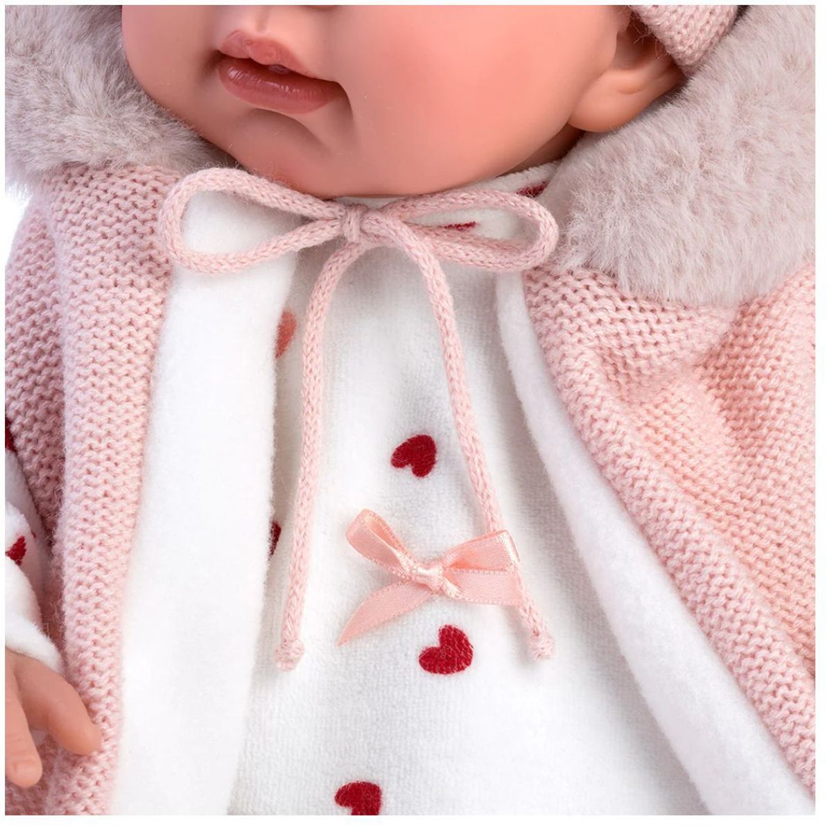MUÑECAS REBORN - Muñeca Llorens Tina Pelele Rosa con Capucha 44 cm