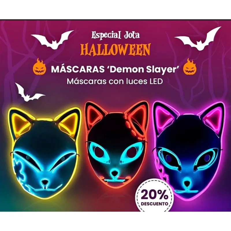 GENERICO - Mascara Led Demon Slayer Kimetsu No Yaiba Halloween Cosplay