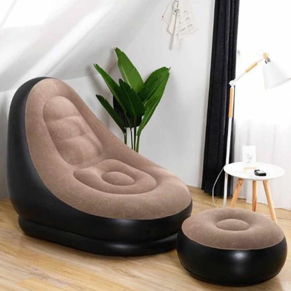 GENERICO - Puff Inflable con Posapies Sillon de Niños Hombres Mujeres Cuarto