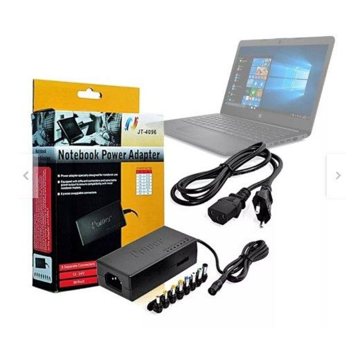 GENERICO - Cargador Universal 96W para Laptop con 8 Conectores Intercambiables