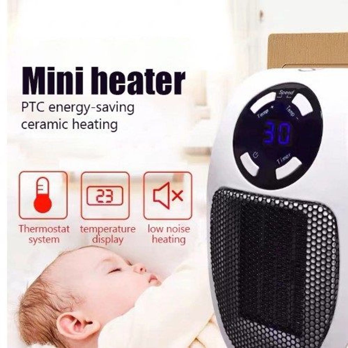 GENERICO - Mini Calefactor Eléctrico de Cerámica portatil