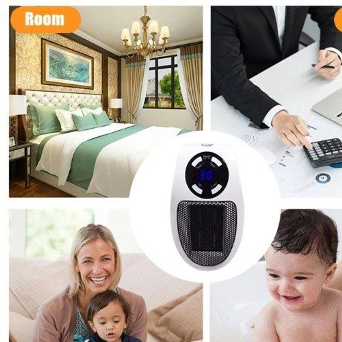 GENERICO - Mini Calefactor Eléctrico de Cerámica portatil