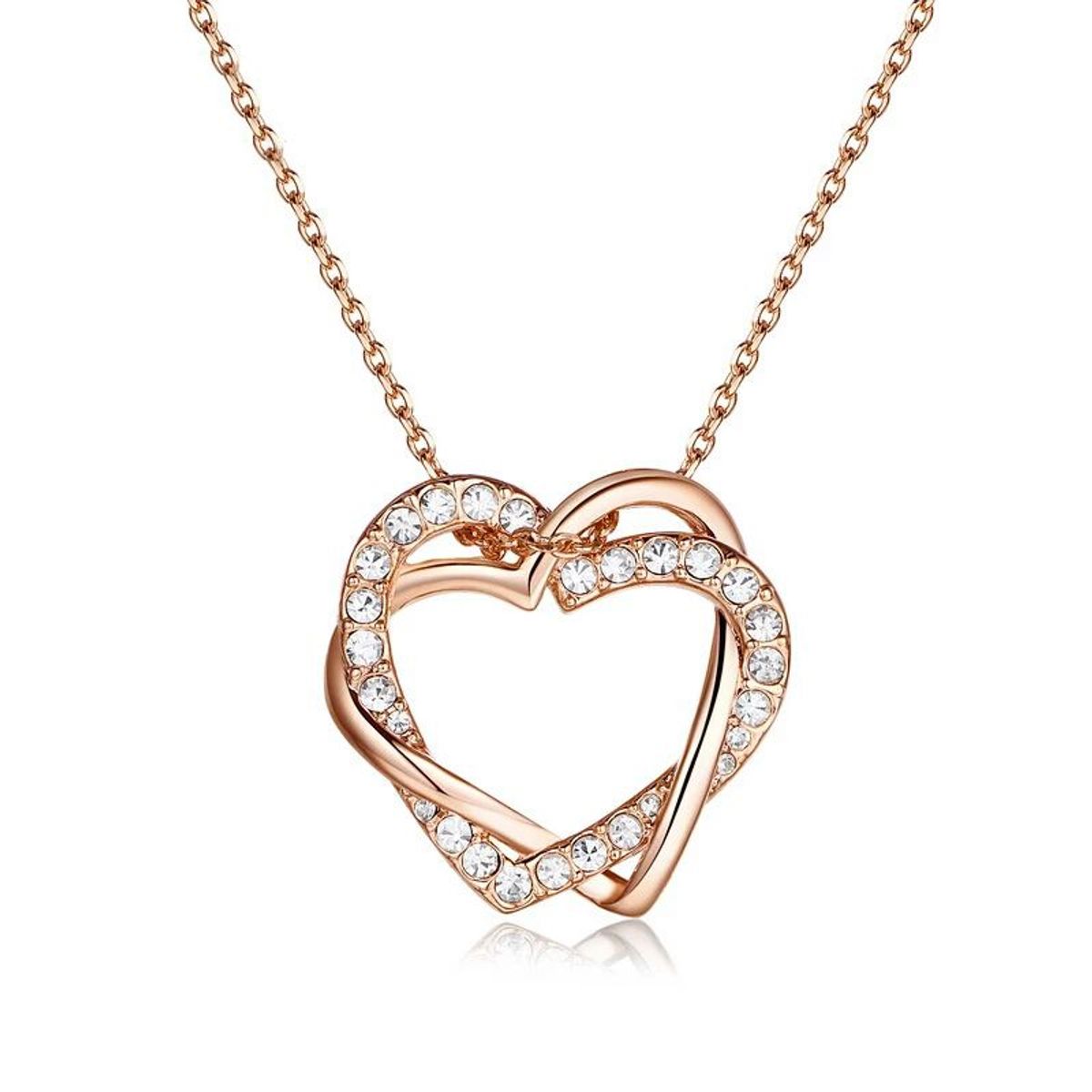 LA TIENDA 88 JOYAS Y ACCESORIOS - La Tienda 88 - Collar Mujer Corazón Entrelazado Bañado en Oro - Rosa