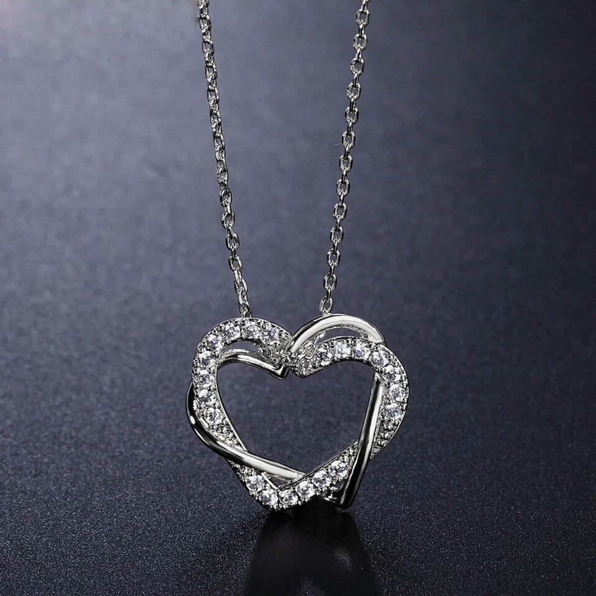 LA TIENDA 88 JOYAS Y ACCESORIOS - La Tienda 88 - Collar Mujer Corazón Entrelazado Bañado en Oro - Blanco