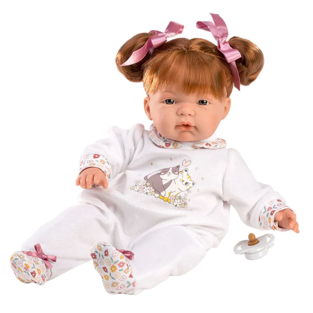 MUÑECAS REBORN - Muñeca Llorens Joelle Pelirroja 38 cm Estampado Gatito