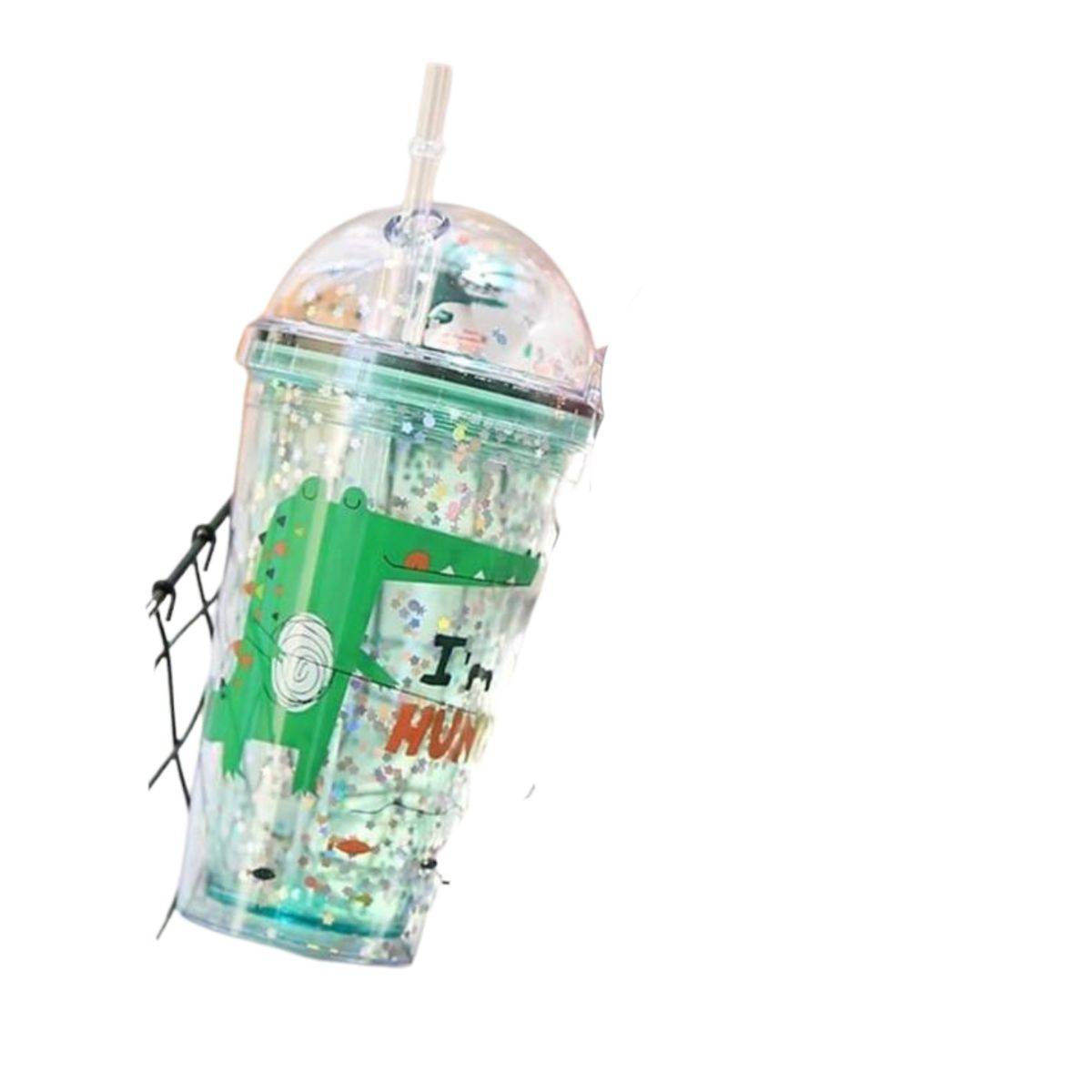 GENERICO - Vaso tomatodo Dinosaurio Kawaii con Sorbete 450 ml / niño