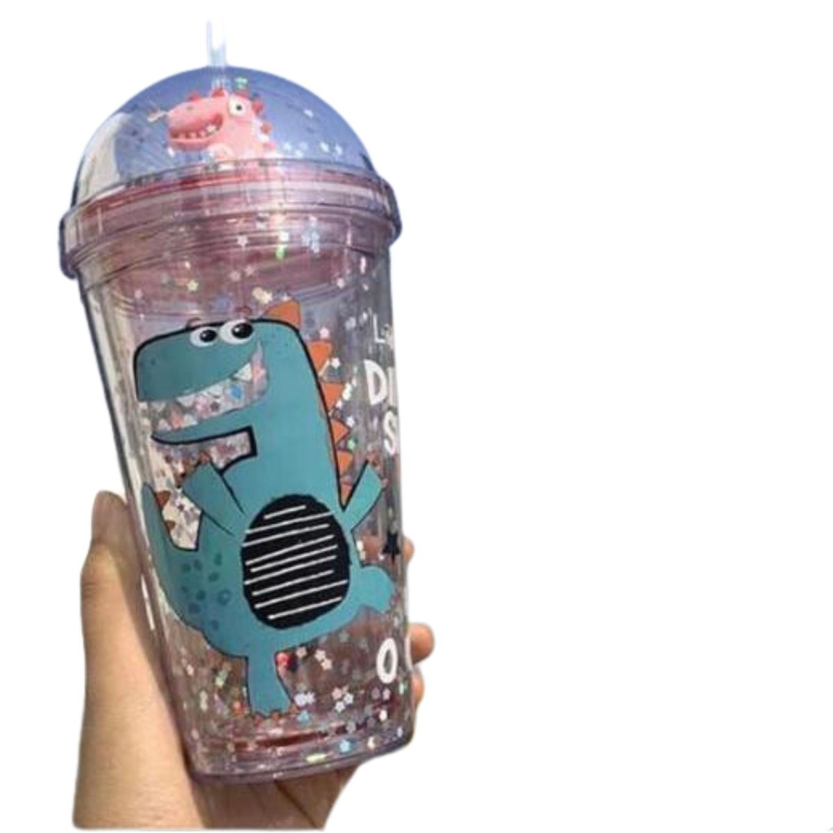 GENERICO - Vaso tomatodo Dinosaurio Kawaii con Sorbete 450 ml / niño