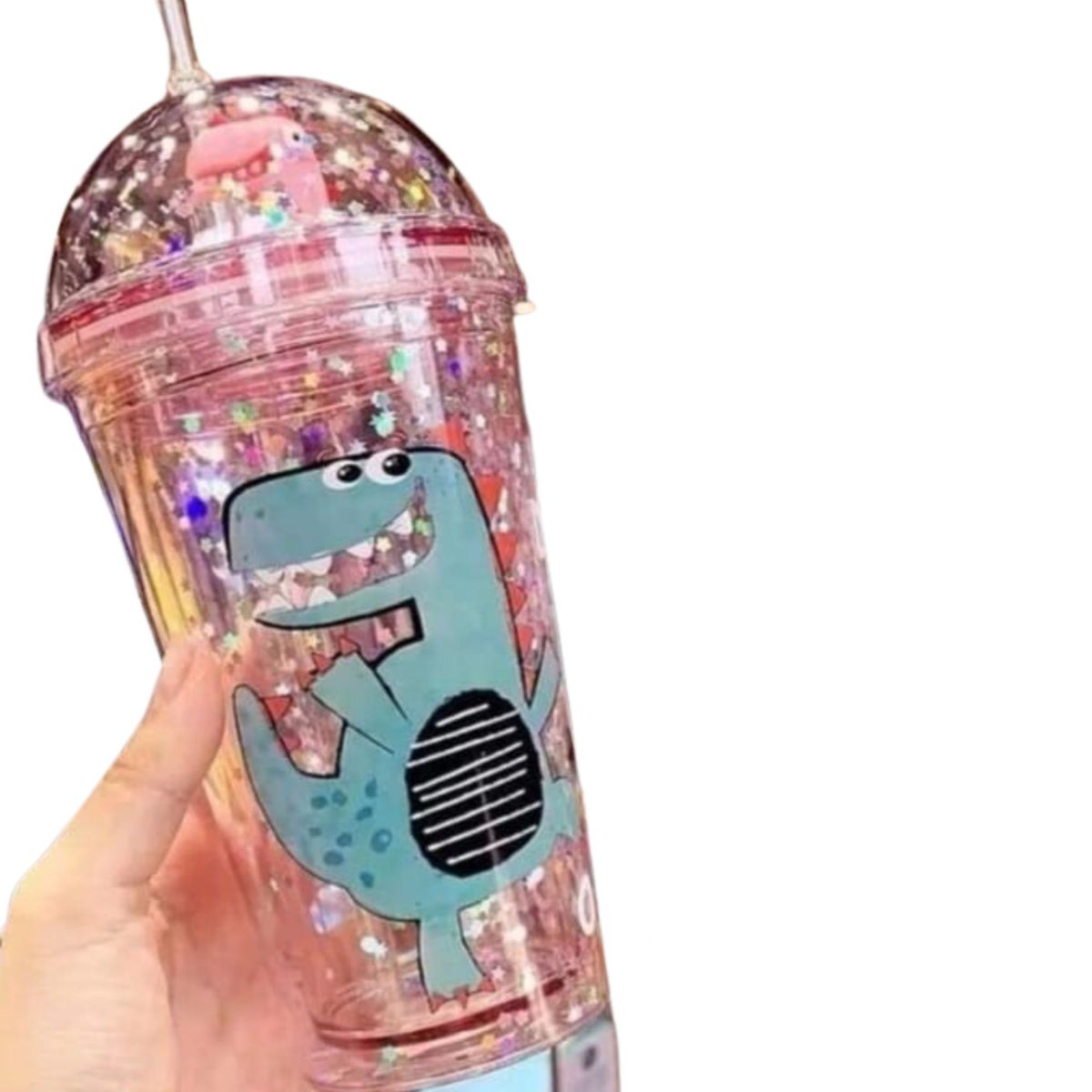 GENERICO - Vaso tomatodo Dinosaurio Kawaii con Sorbete 450 ml / niña