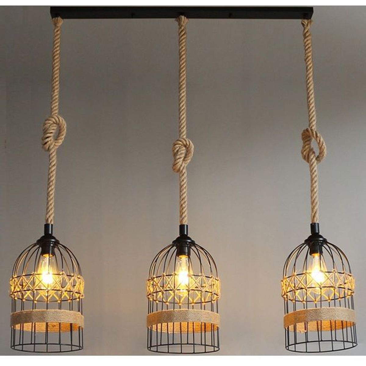 GENERICO - Lámpara colgante modelo jaula rustica incluyen focos