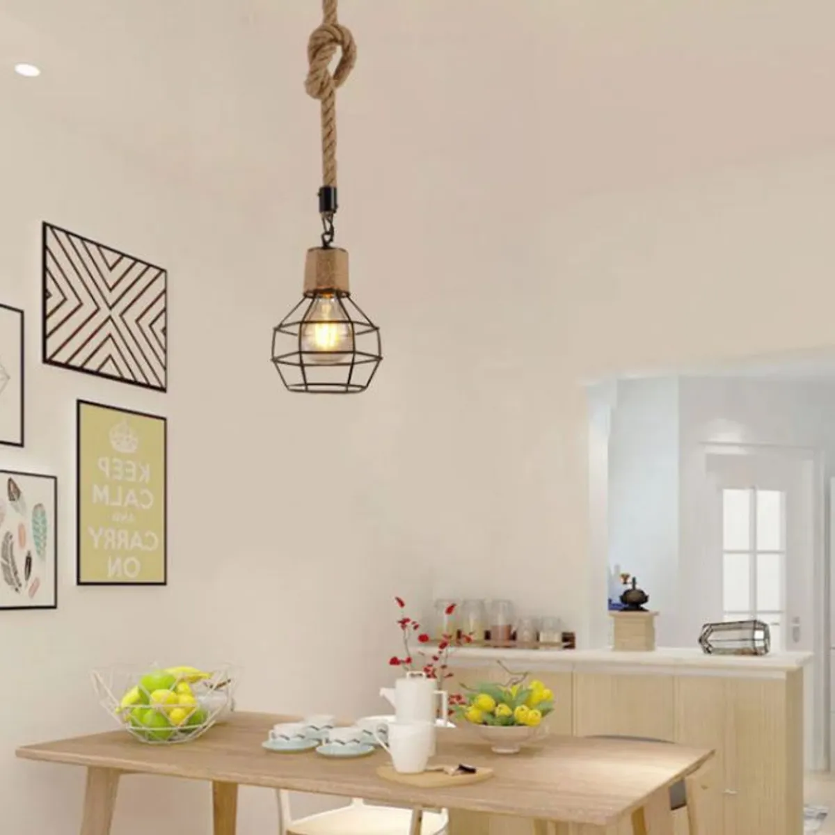 GENERICO - Lámpara colgante de cuerda de Sisal