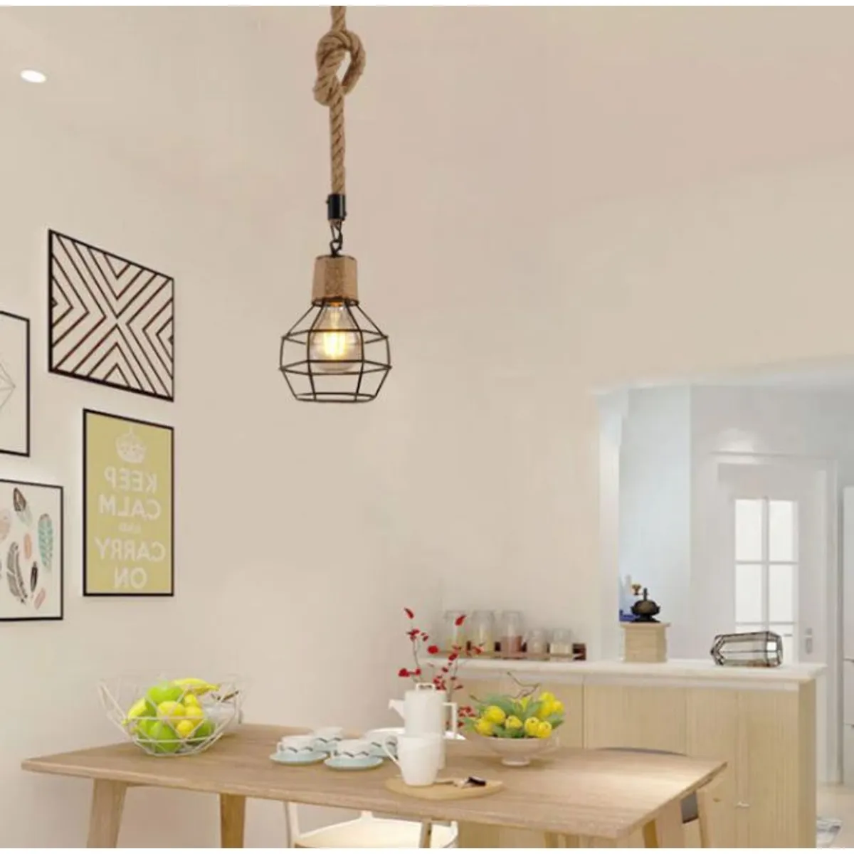 GENERICO - Lámpara colgante de cuerda de Sisal