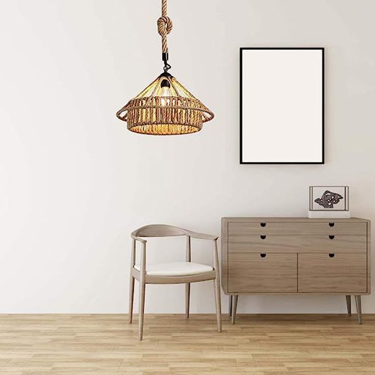 GENERICO - Lámpara colgante de cuerda de Sisal