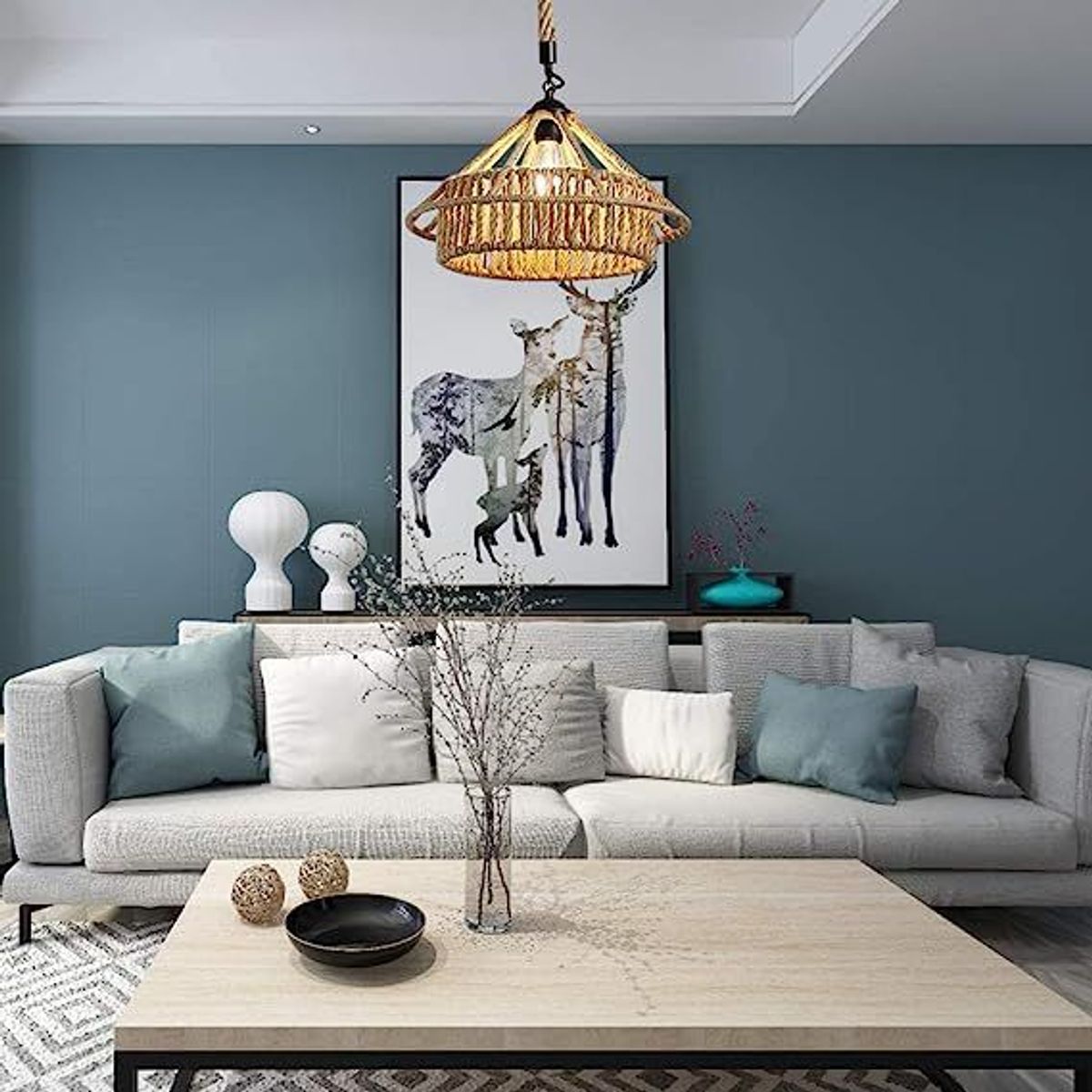 GENERICO - Lámpara colgante de cuerda de Sisal