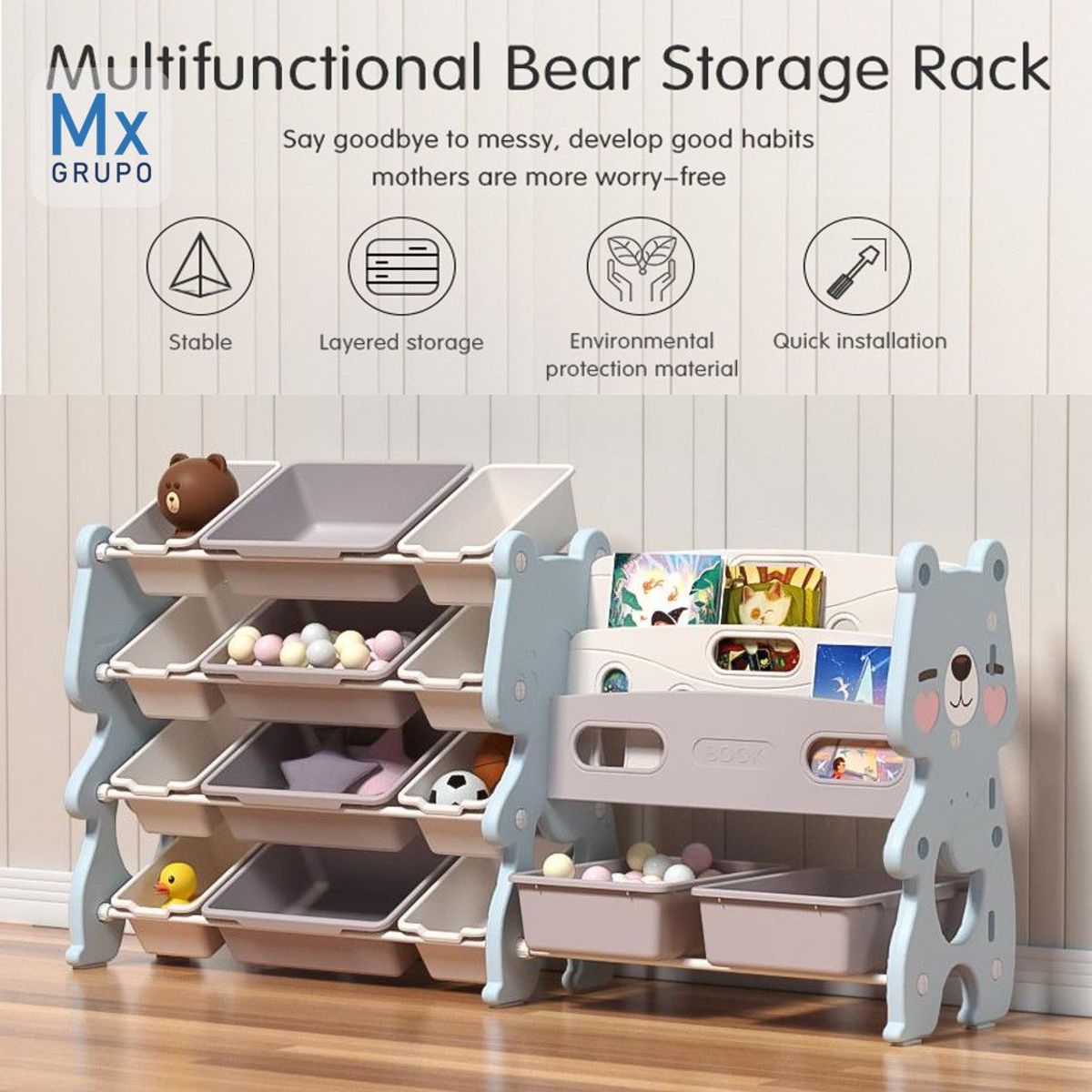 GENERICO - ORGANIZADOR CON LIBRERO OSITO CELESTE