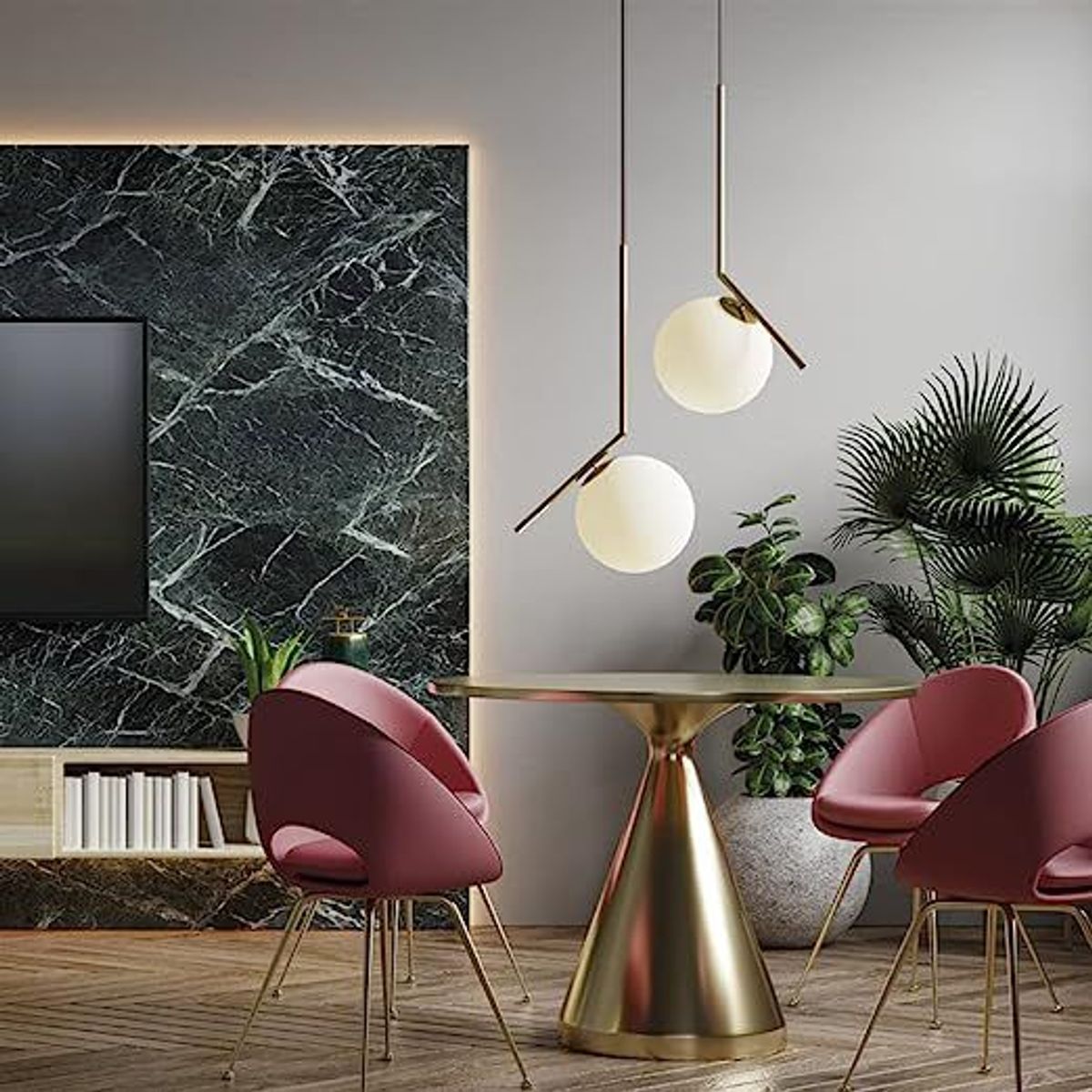 GENERICO - Lámpara colgante bola de cristal blanca