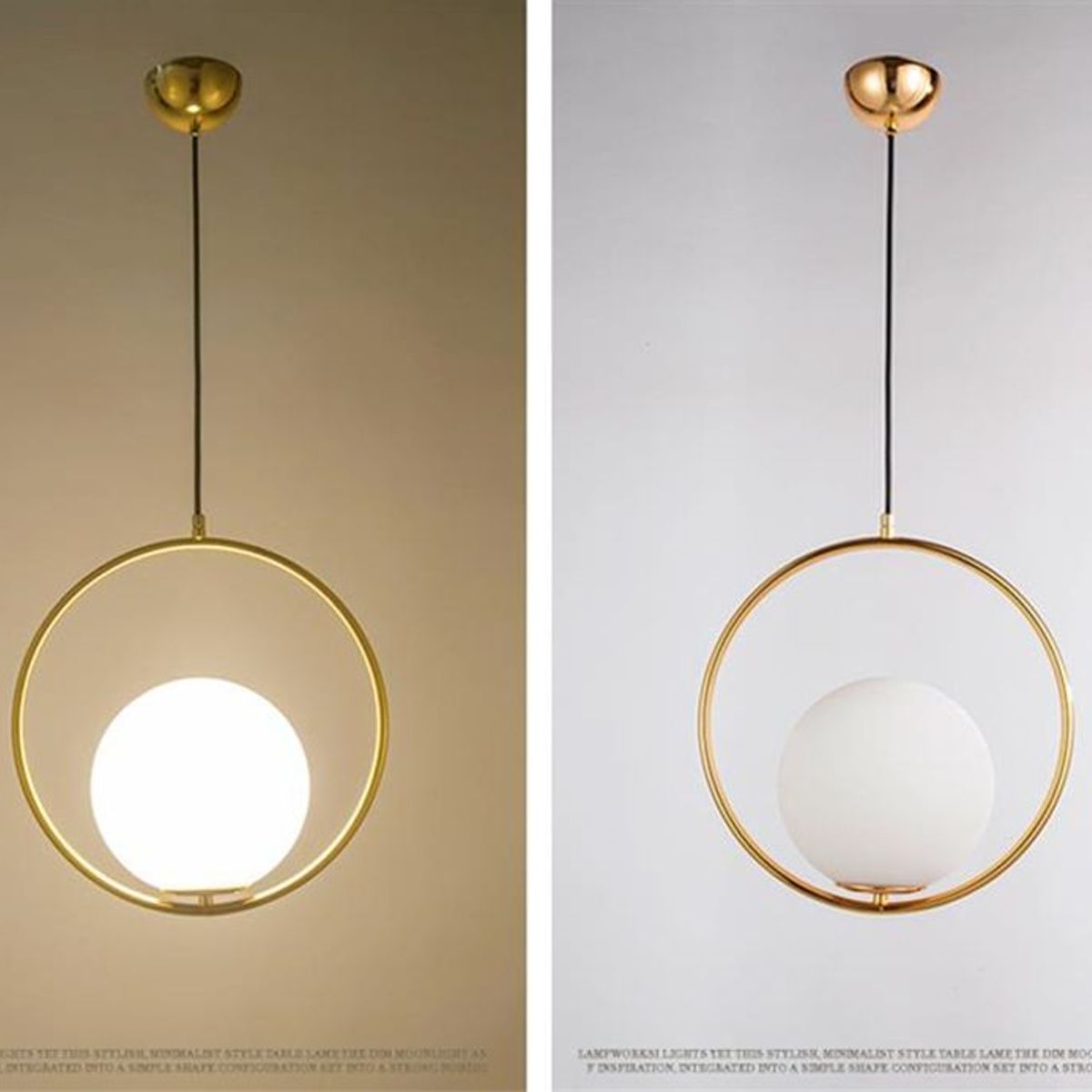 GENERICO - Lámpara colgante bola de cristal blanca