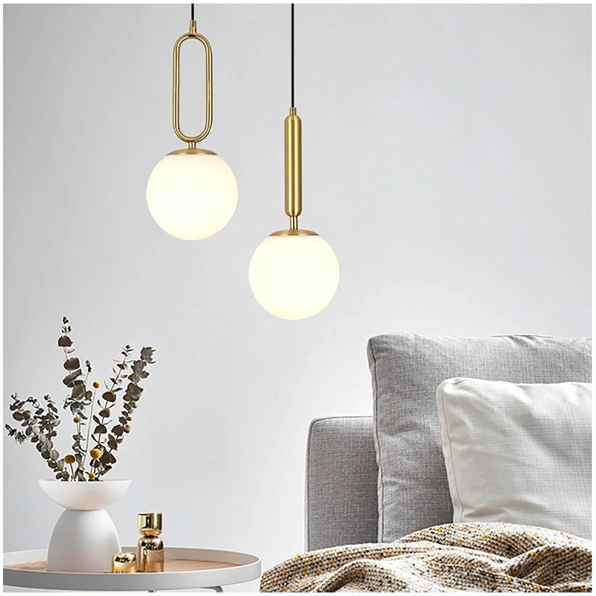 GENERICO - Lámpara colgante bola de cristal blanca