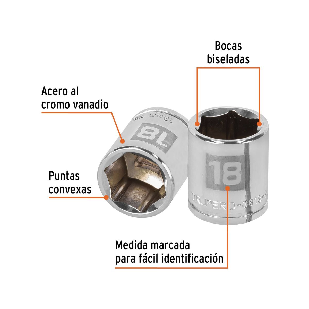 TRUPER - Dado 3/8"  x 18mm Truper