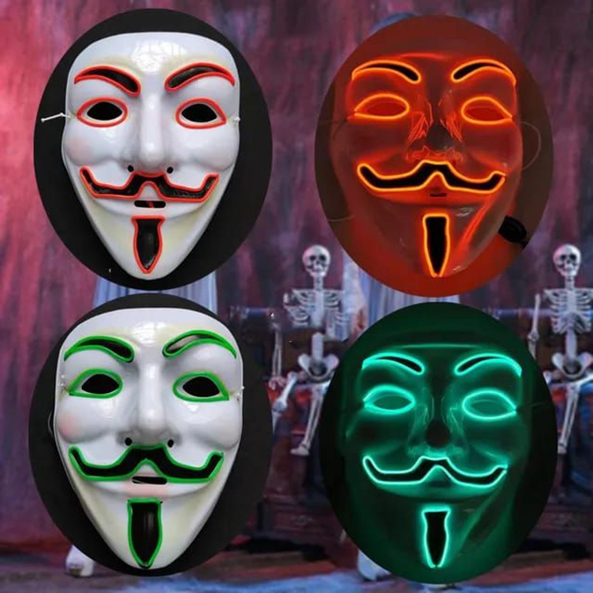 GENERICO - Mascara De  Anonymous Con Led Halloween Fiesta - HalloweenFest