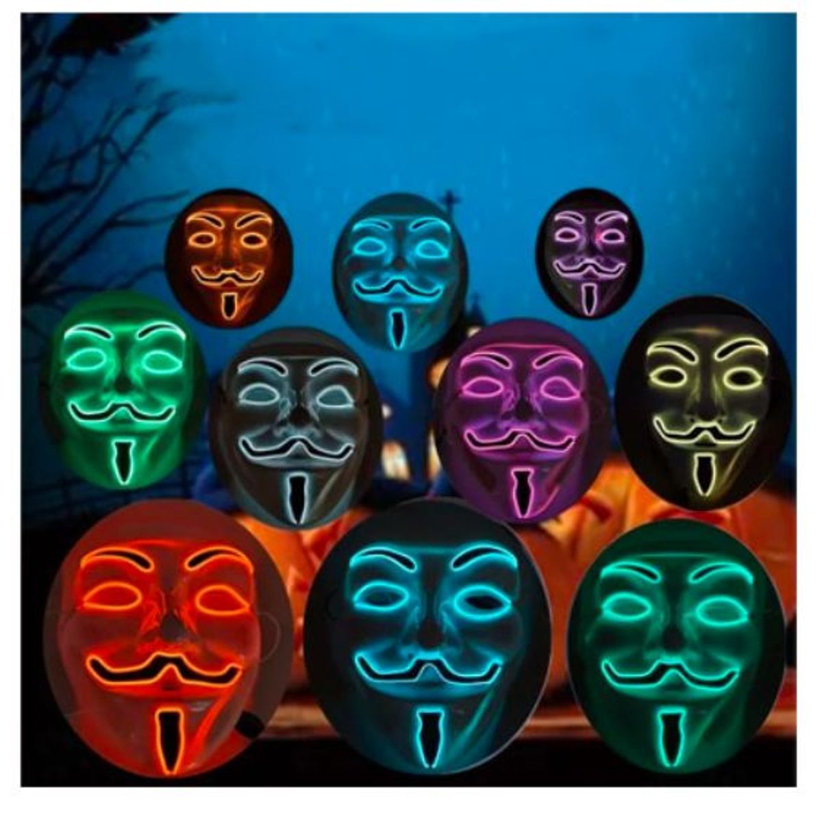 GENERICO - mascara de anonymous con led halloween fiesta - halloweenfest
