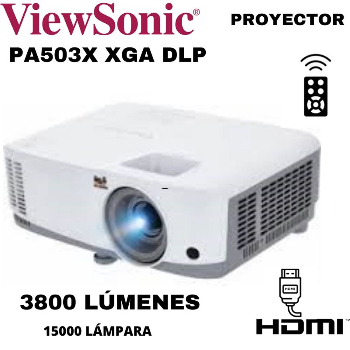 VIEWSONIC - Proyector PA503X XGA DLP, 3800 lúmenes, lámpara de 15000