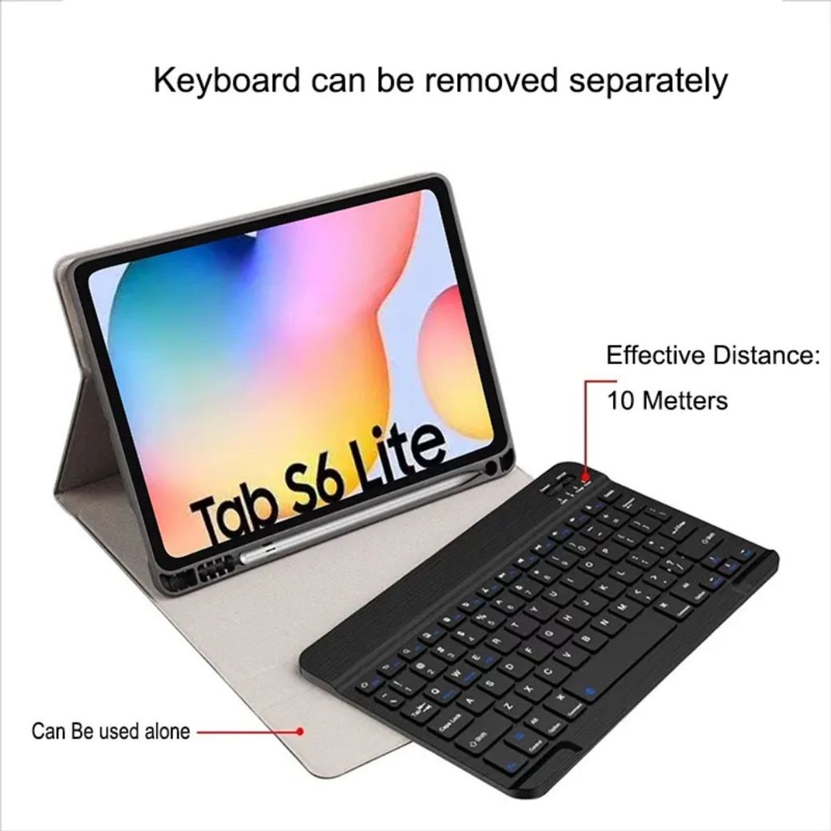 GENERICO - Funda Smart Cover con Teclado Bluetooth para Tablet Samsung  S6 Lite 10,4" SM-P610  Negro