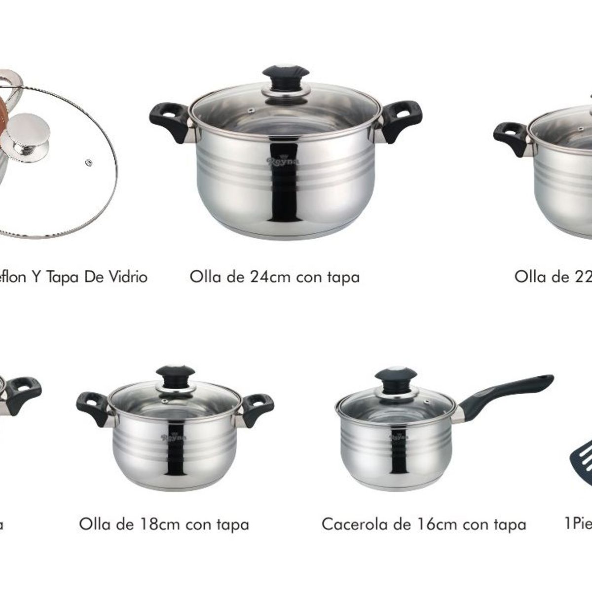 Reyna - Juego de ollas de acero 12 piezas chicharronera Criolla Black