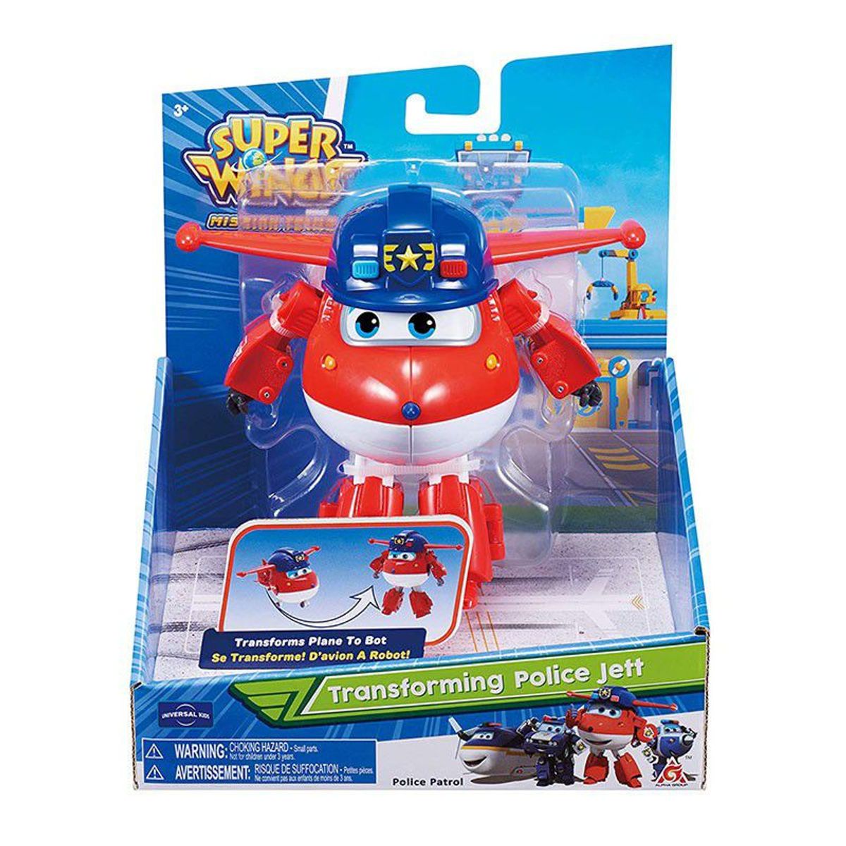 SUPER WINGS - Juguete de Acción Super Wings Transformable Police Jett