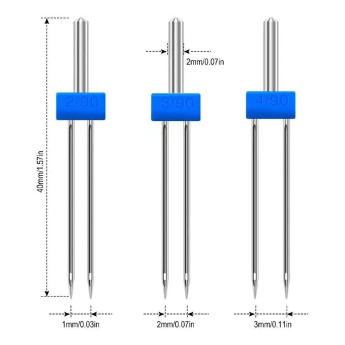 GENERICO - Agujas Doble Gemelas Para Máquina De Coser Doméstica 12 Jgos