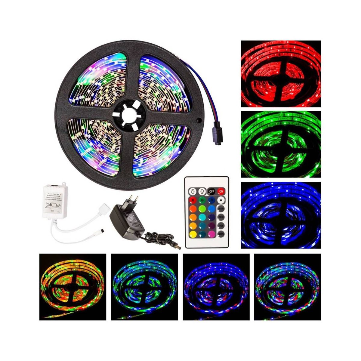 GENERICO - Cinta Luz Led RGB colores 5 Metros