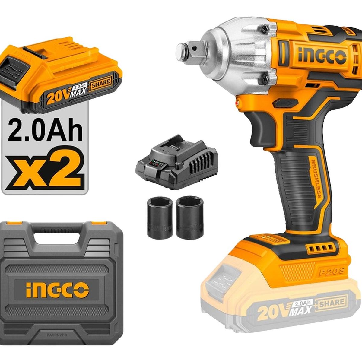 INGCO TOOLS - Llave de Impacto Ingco CIWLI2038  1/2" 20V 300Nm Brushless MP