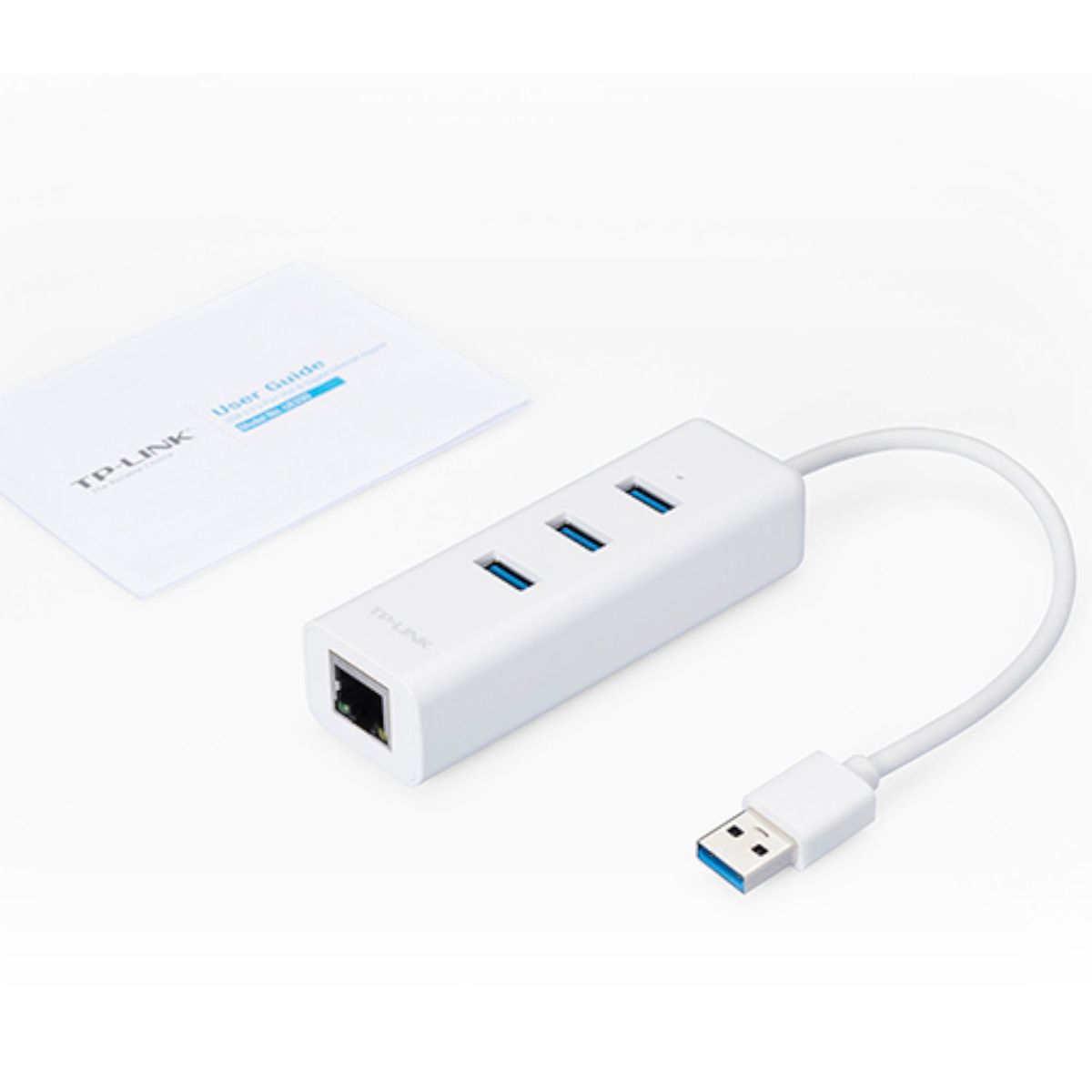 TP LINK - Adaptador TP-LINK 2 en 1 USB a Ethernet Gigabit con Hub 3 Puertos USB