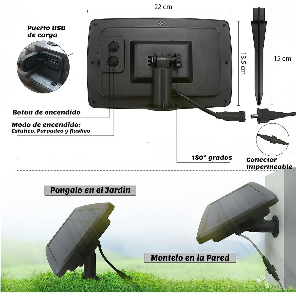 GENERICO - Luces Guirnaldas Inalambricas de 20 Focos Por 10 Metro Solares