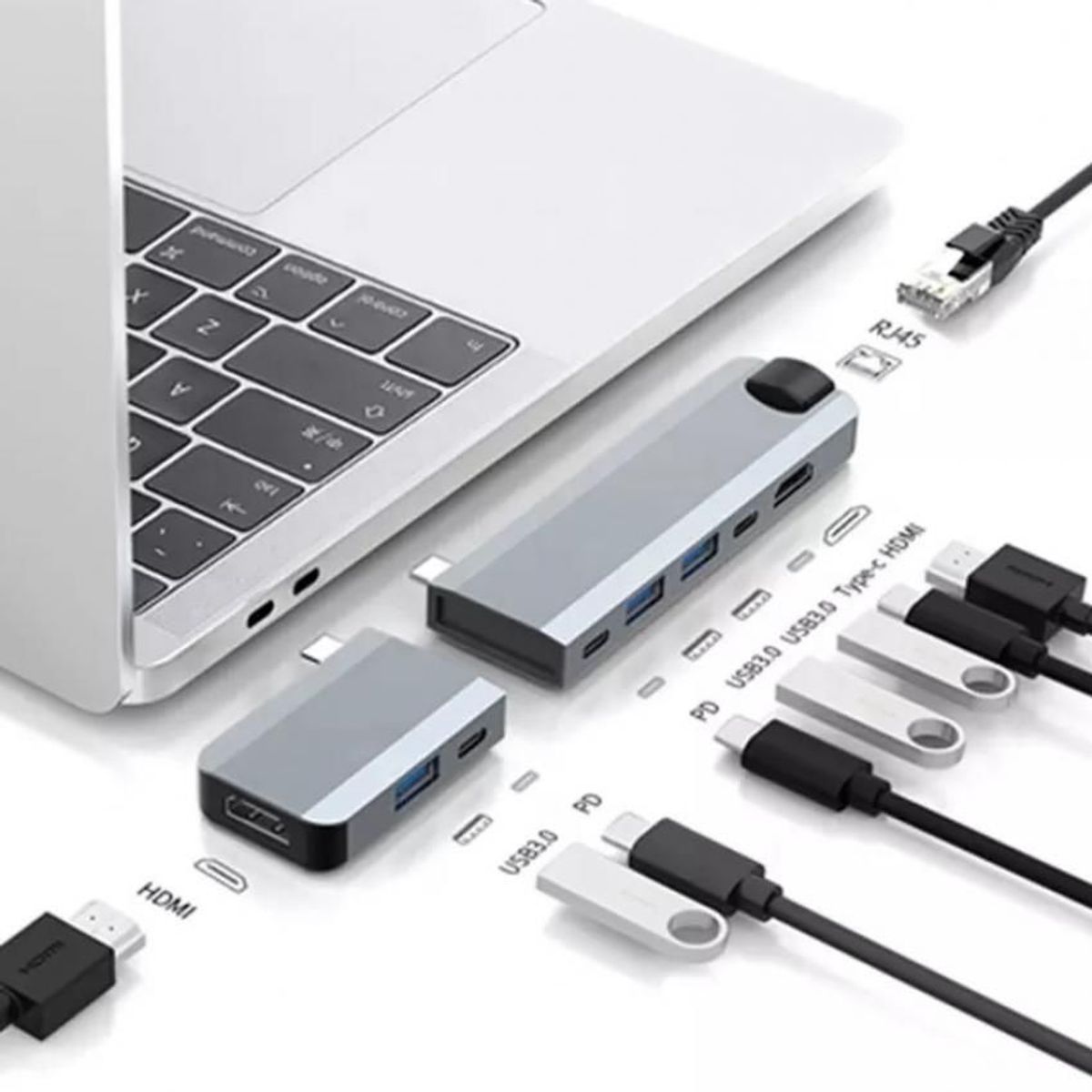OEM - Hub Adaptador Tipo C 9 en 1 Magnetico Multiport - Aluminio