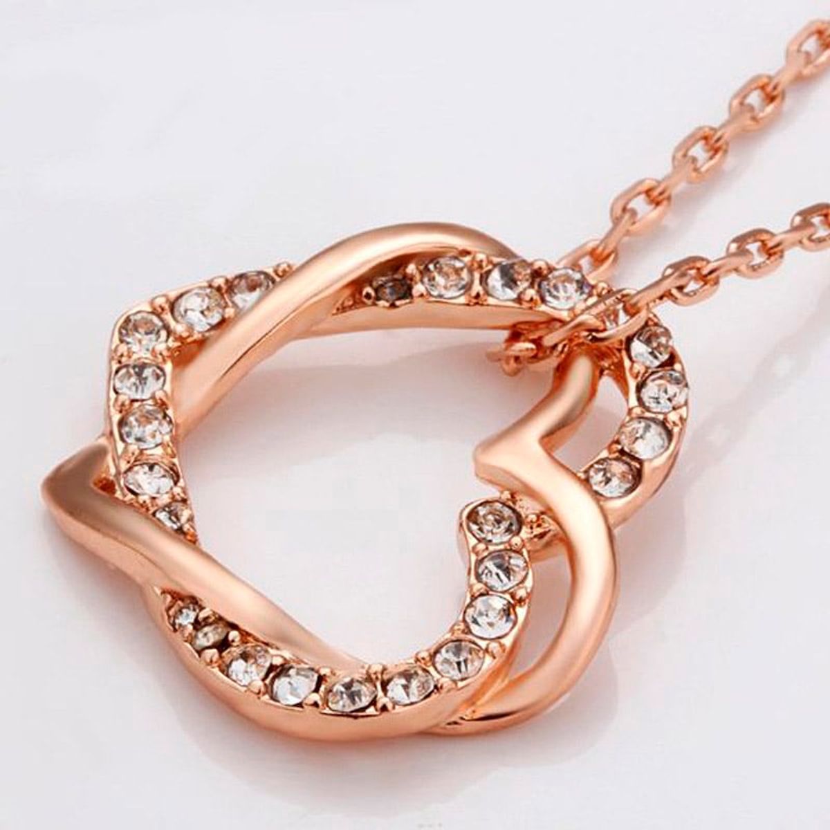 LA TIENDA 88 JOYAS Y ACCESORIOS - La Tienda 88 - Collar Mujer Corazón Entrelazado Bañado en Oro - Rosa