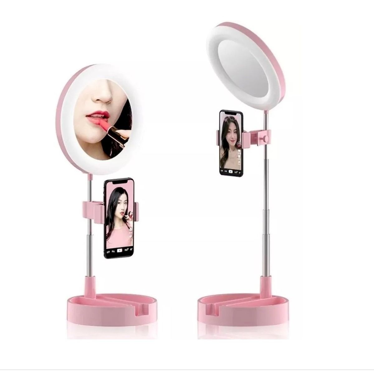 RAMKO - Espejo con Luz Regulable Calida y Fria Retractil para facil transporte