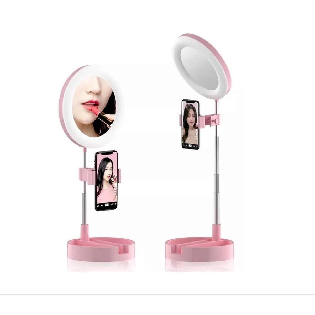 RAMKO - Espejo con Luz Regulable Calida y Fria Retractil para facil transporte