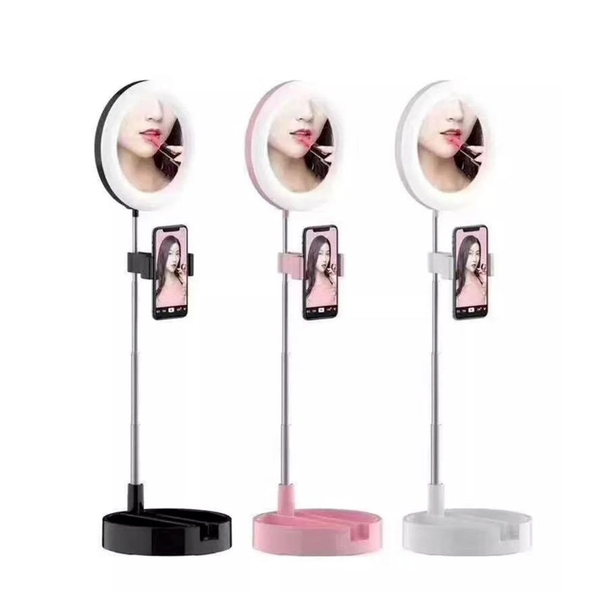 RAMKO - Espejo con Luz Regulable Calida y Fria Retractil para facil transporte