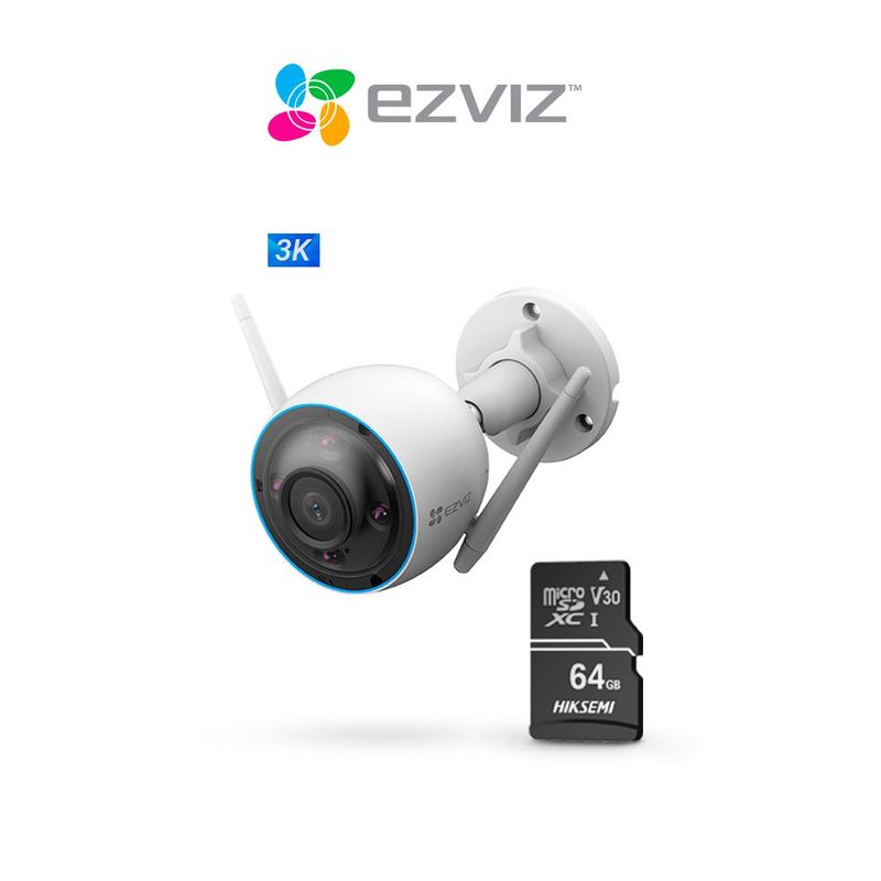 EZVIZ - Cámara de seguridad para el hogar inteligente con wifi H3 3K + SD 64 GB