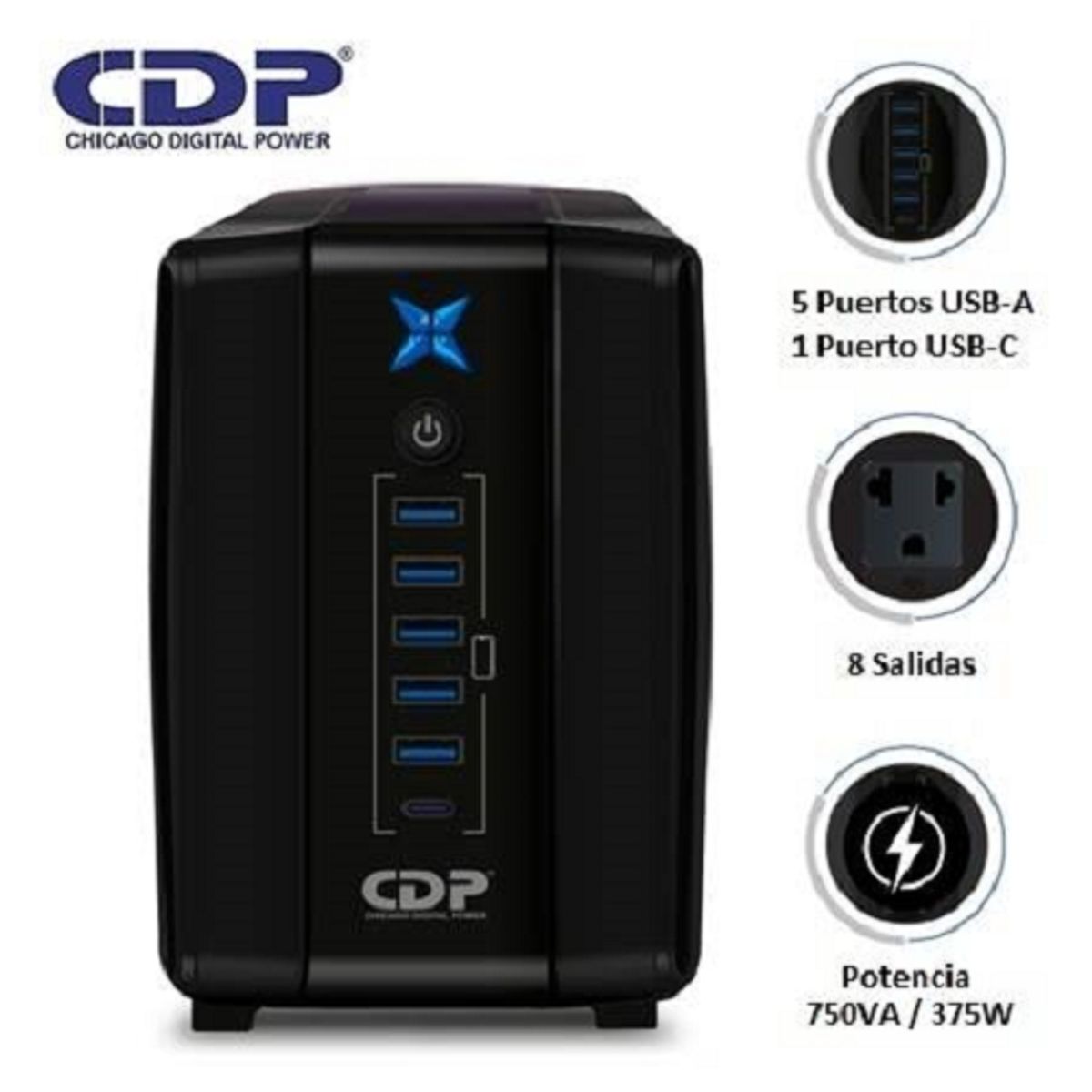 CDP - ESTABILIZADOR UPS CDP R-UPR758I 750VA375W AUTONOMIA 20MIN