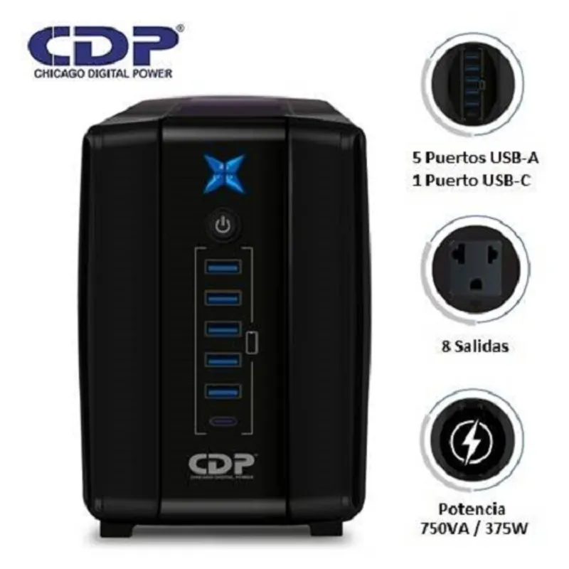 CDP - ESTABILIZADOR UPS CDP R-UPR758I 750VA375W AUTONOMIA 20MIN