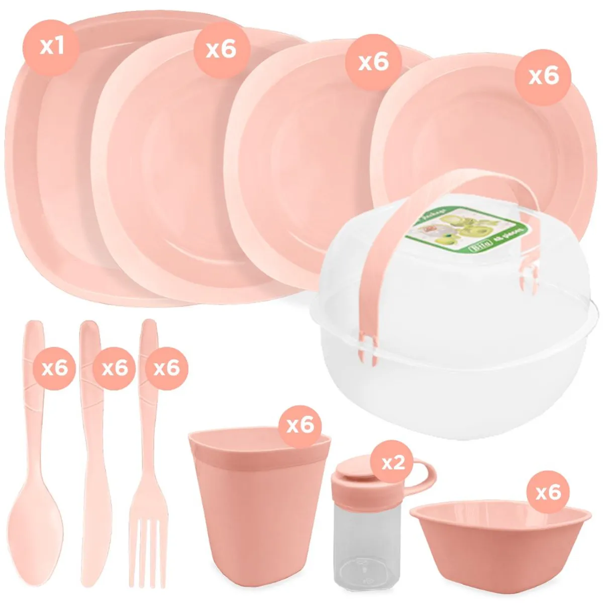 MINARI - Juego de Vajillas Platos Vasos para Picnic Camping 54 PCS RS B54