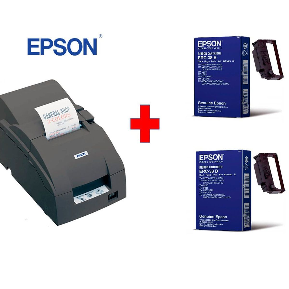 EPSON - Impresora Epson TM-U220A, USB, matriz de 9 pines + 02 CINTAS ERC-38B GRATIS.