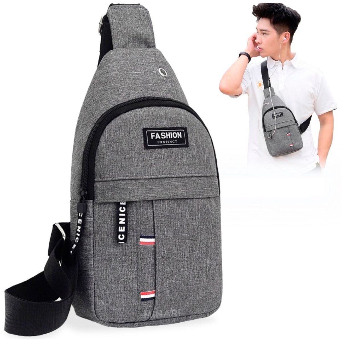 MINARI - Mochila Morral Riñonera Bandolera para Hombre - Plomo 430M