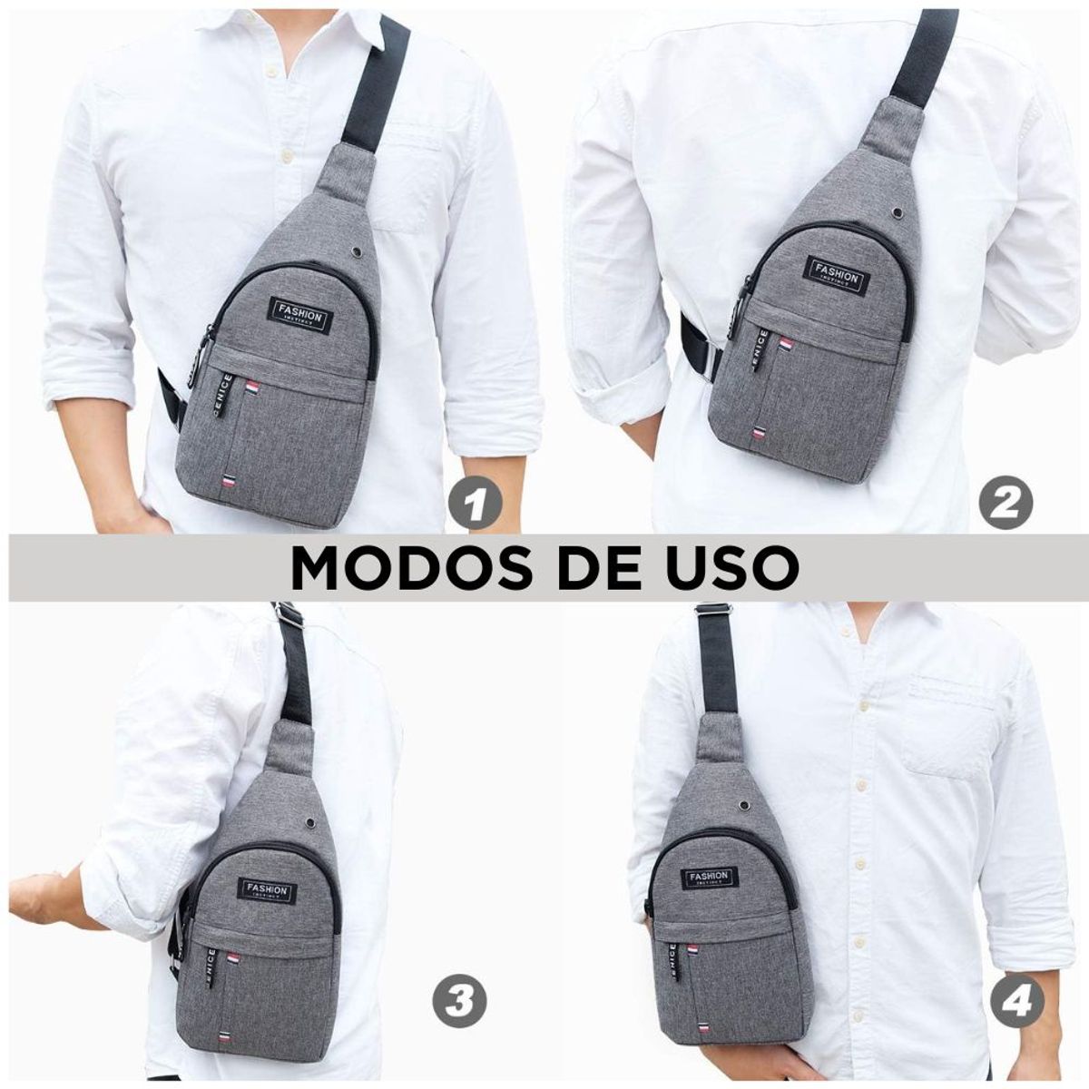 MINARI - Mochila Morral Riñonera Bandolera para Hombre - Plomo 430M
