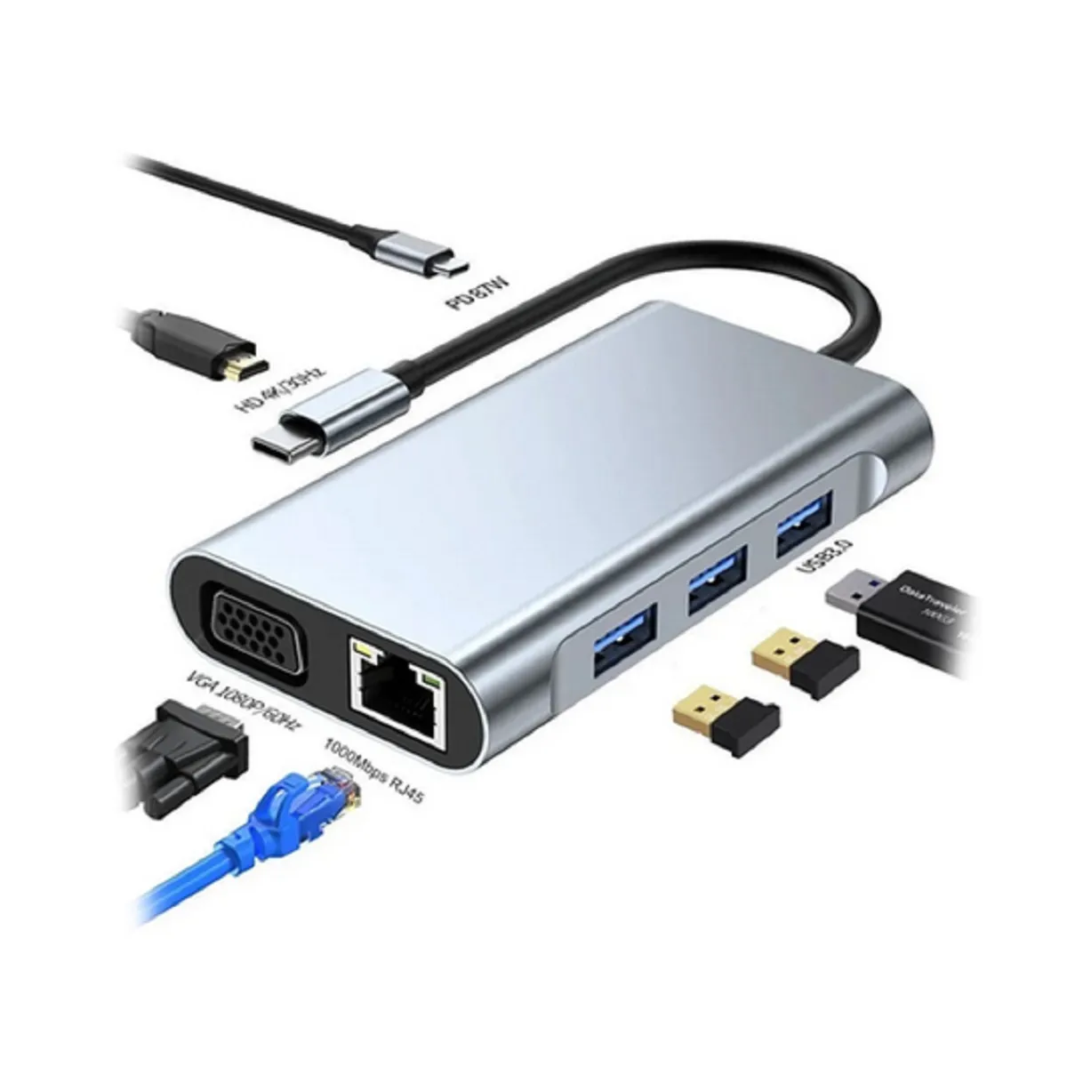 Adaptador HUB USB Seisa BYL-2111 TIPO C 7 IN 1, marca SEISA - Foto Principal