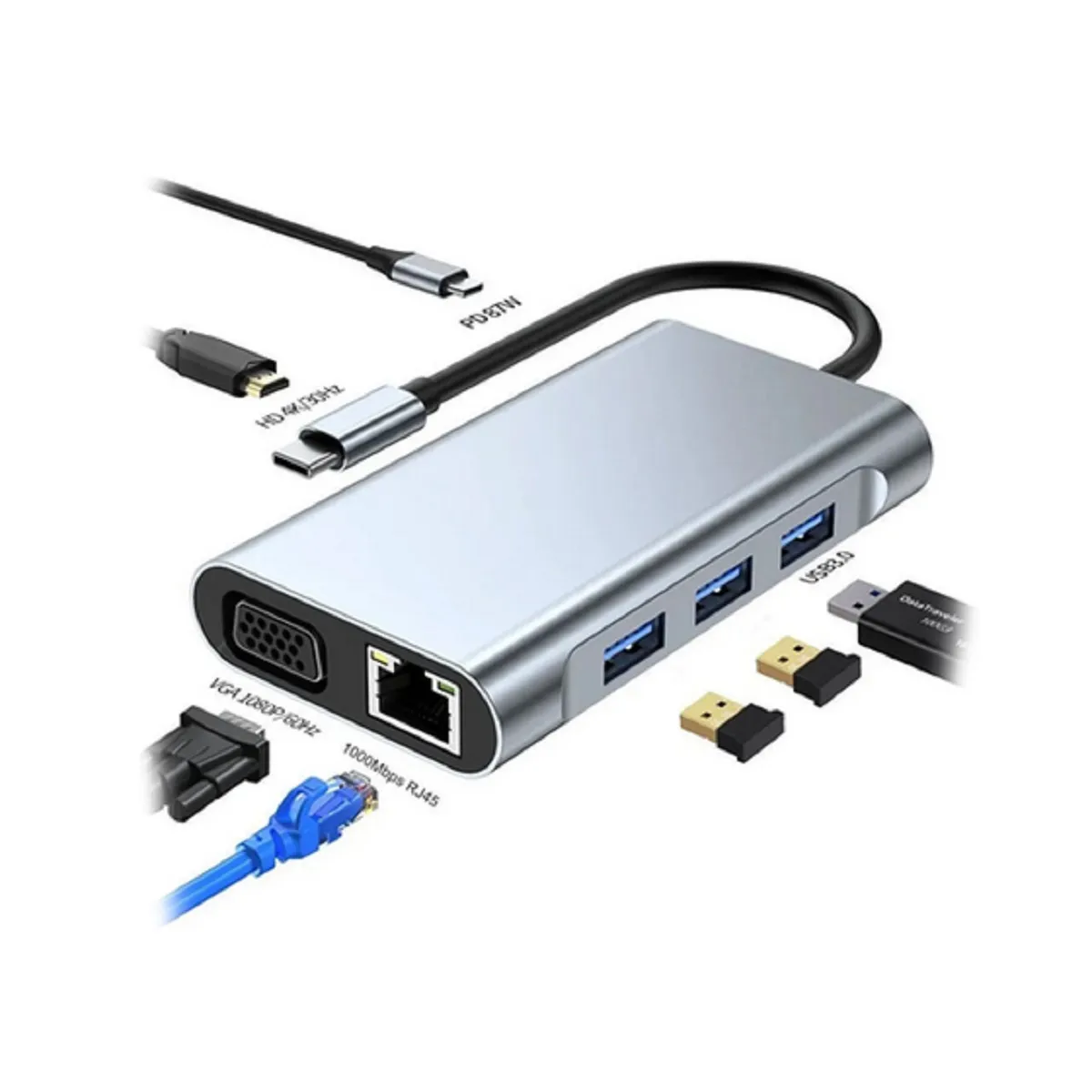 Adaptador HUB USB Seisa BYL-2111 TIPO C 7 IN 1, marca SEISA - Foto Principal
