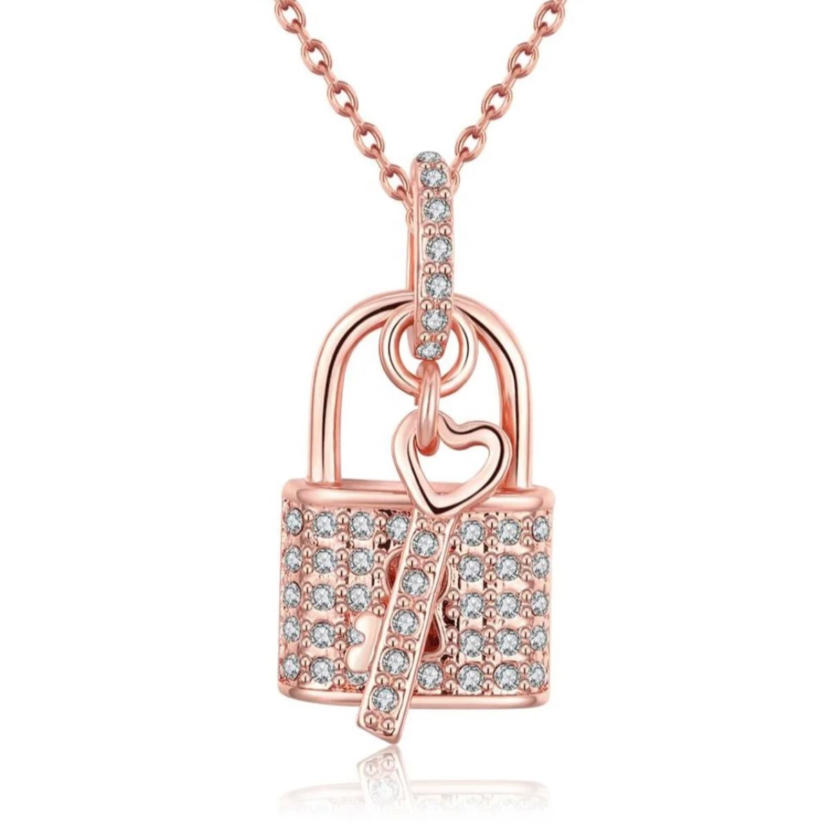 LA TIENDA 88 JOYAS Y ACCESORIOS - La Tienda 88 - Collar Mujer Candado De Amor Cristal Austriaco - Rosa