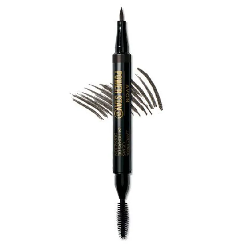 AVON - Delineador Dual para Cejas Deep Brown Power Stay Avon