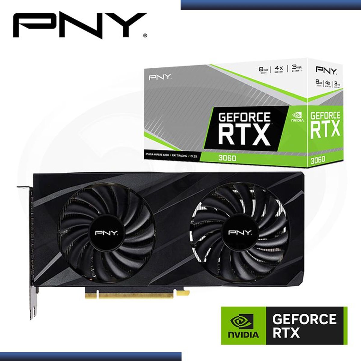 PNY - Tarjeta de video PNY GeForce RTX 3060 8GB GDDR6 VERTO Dual Fan